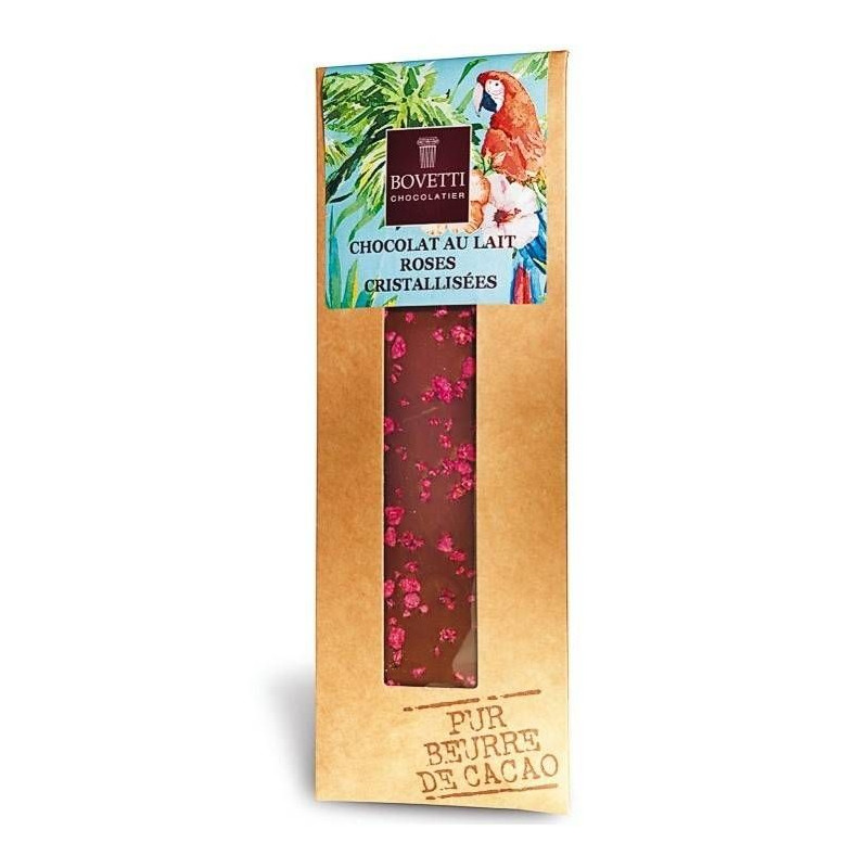 Chocolat au Lait et Roses cristallisées 50g - Bovetti