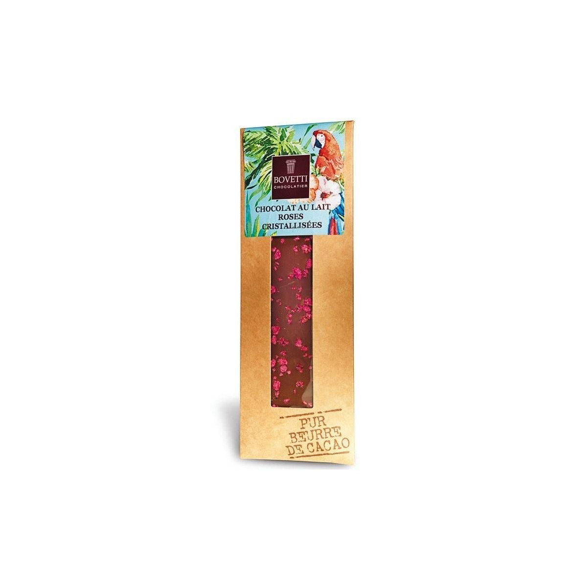 Chocolat au Lait et Roses cristallisées 50g - Bovetti