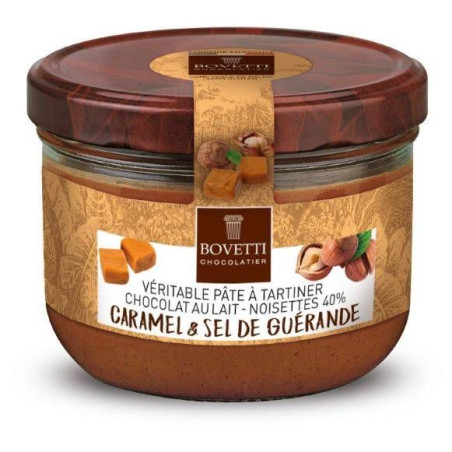 Pâte à tartiner Chocolat au Lait & Caramel sel de Guérande 350g - Bovetti