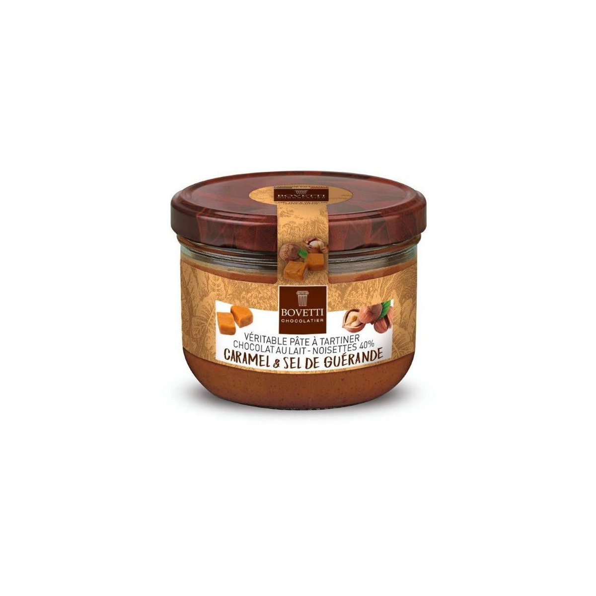Pâte à tartiner Chocolat au Lait & Caramel sel de Guérande 350g - Bovetti