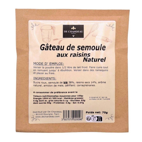 Gâteau Semoule aux Raisins