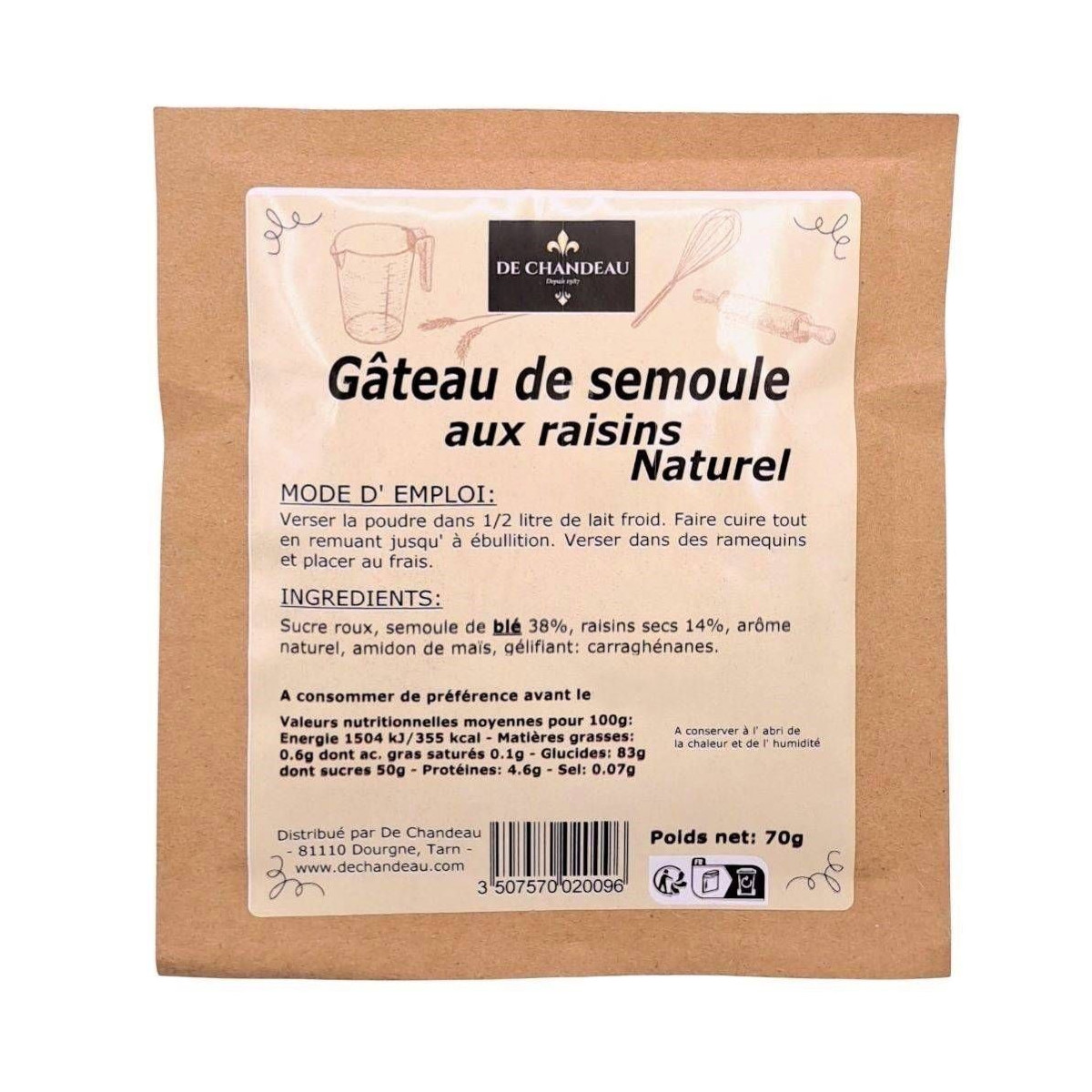 Gâteau Semoule aux Raisins