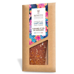 Chocolat au Lait, Caramel et sel de Guérande 100g - Bovetti