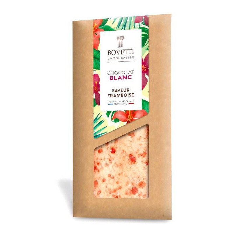 Chocolat Blanc saveur Framboise 100g - Bovetti