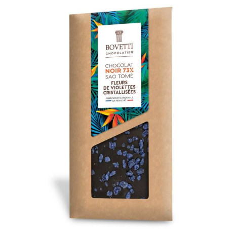 Chocolat Noir et Violettes cristallisées 100g - Bovetti