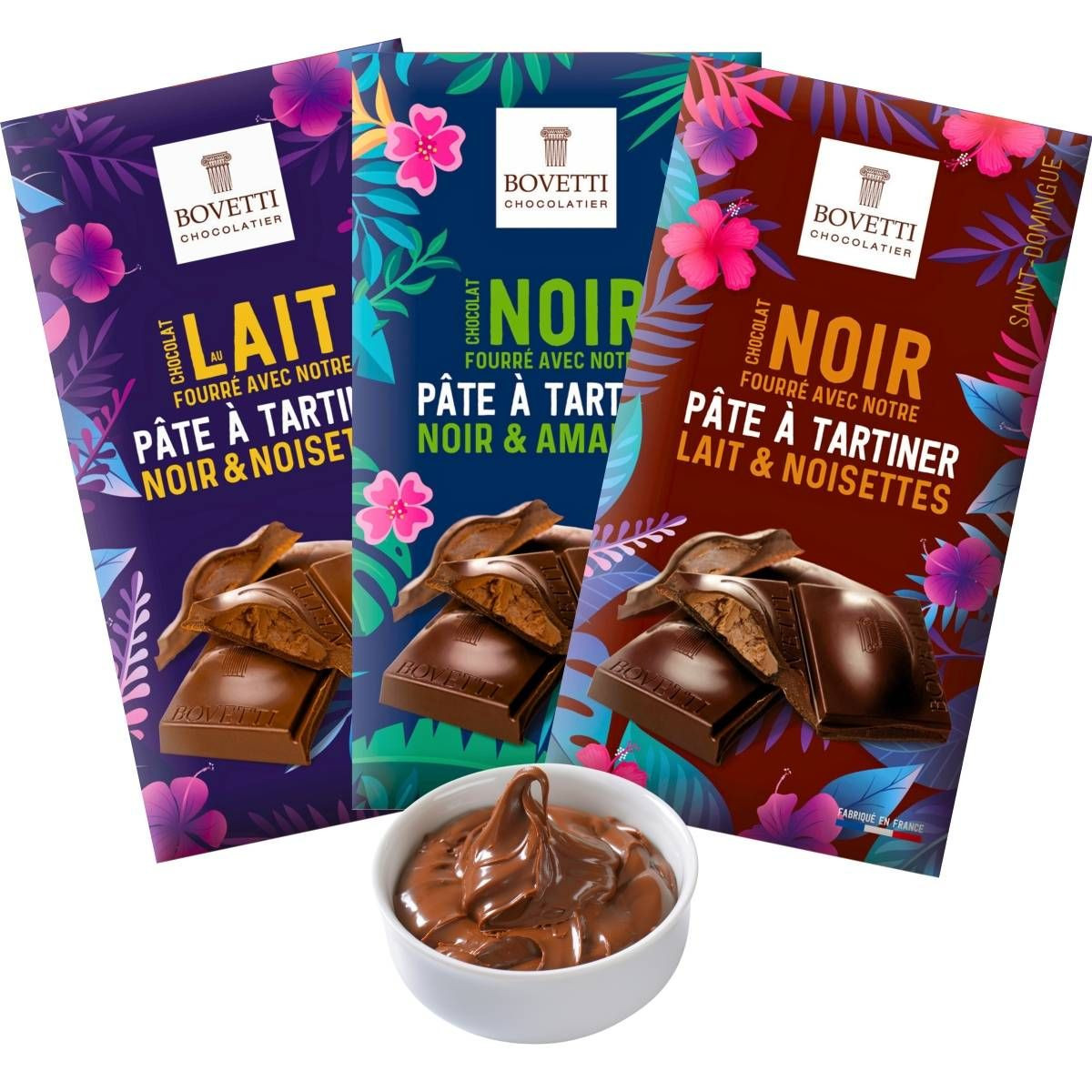 Chocolat Noir fourré pâte à tartiner Chocolat Noir Amandes BIO - 100g